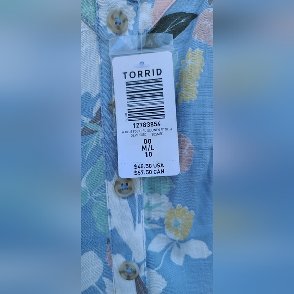 NWT - Torrid Soft Blue Floral Button-Front Tank Top – Size 00 (M/L - Size 10) - Picture 8 of 17